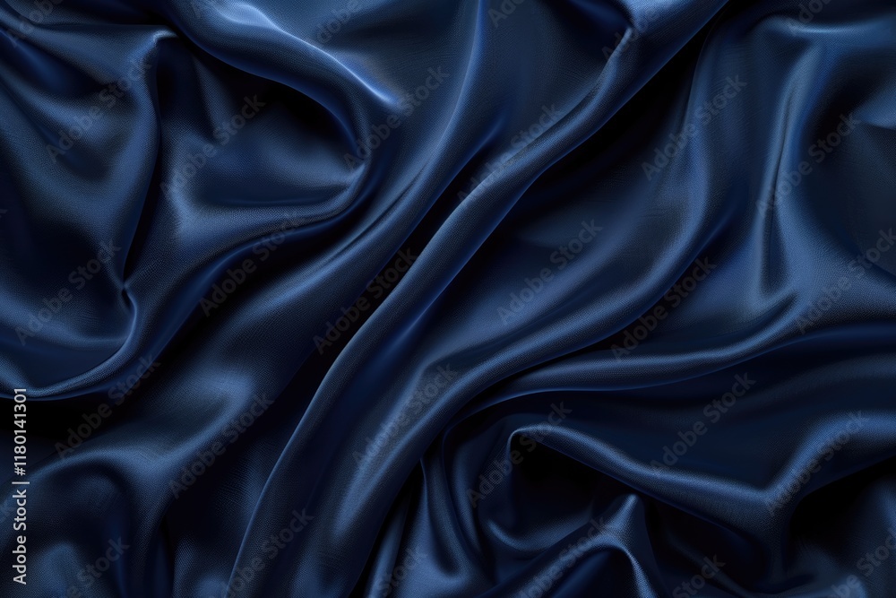 Fototapeta premium Elegant navy blue silk satin background for festive occasions.