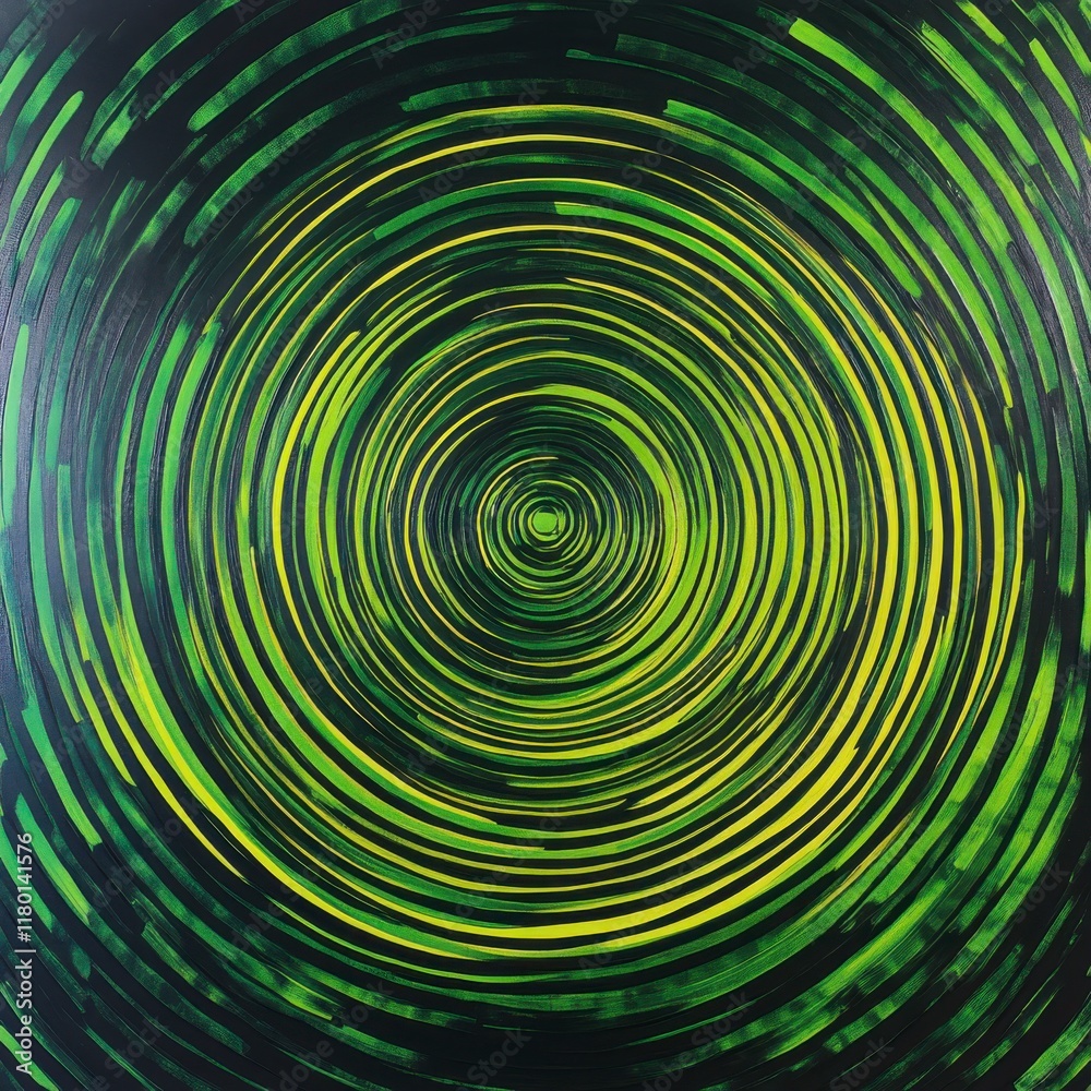 Abstract Concentric Circles in Vibrant Green Hues Abstract Concentric Circles in Vibrant Green Hues