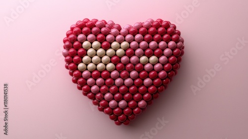 Candy heart shape with text on pink background for valentine's.