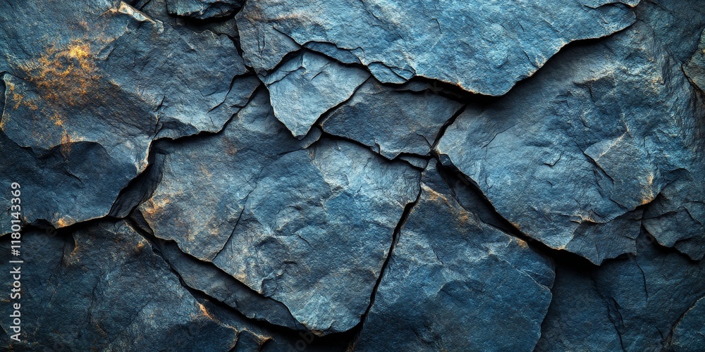 A dark blue slate texture background with cracked layers, ideal for rugged and natural design concepts.