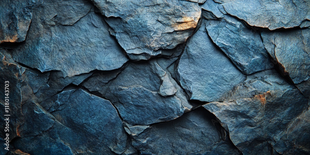 A dark blue slate texture background with cracked layers, ideal for rugged and natural design concepts.