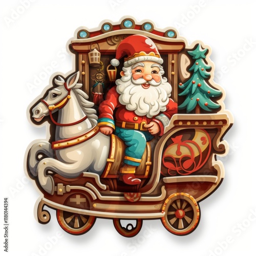 sticker sticker Santa Claus on a sleigh