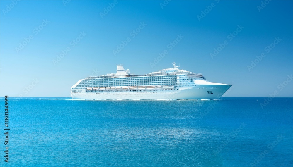 A large cruise ship sailing on the blue sea A large cruise ship sailing on the blue sea