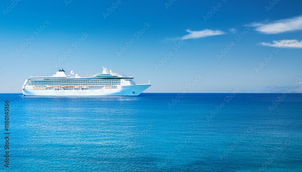 A large cruise ship sailing on the blue sea A large cruise ship sailing on the blue sea