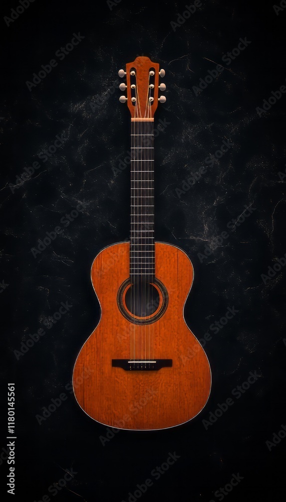 acoustic guitar on black background