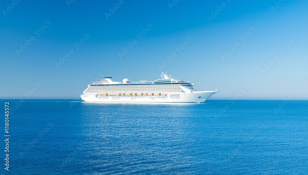A large cruise ship sailing on the blue sea A large cruise ship sailing on the blue sea