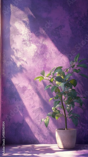 A purple studio backdrop with tree shadows, offering a vibrant and artistic setting for product presentations or creative photography.
