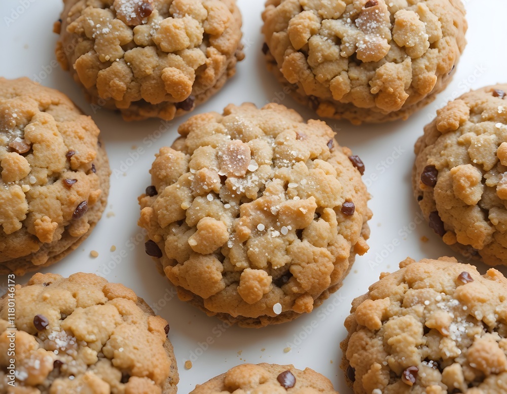 Chocolate chip cookies with white background. Food concept.