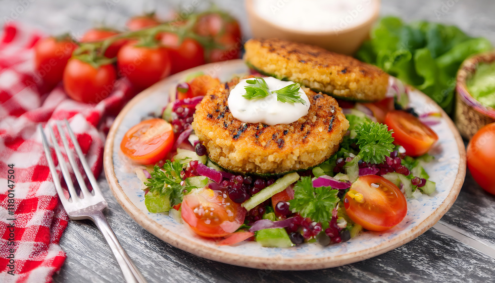bulgur, bratlinge, essen, neu, auf, salat, veggie, vegan, gericht, mahlzeit, mahl, teller, frikadelle, patty, egeanes, vegetarisch, mit, rotkohl, und, bunter, dip, tzaztiki, essgeschirr, abendessen bulgur, bratlinge, essen, neu, auf, salat, veggie, vegan, gericht, mahlzeit, mahl, teller, frikadelle, patty, egeanes, vegetarisch, mit, rotkohl, und, bunter, dip, tzaztiki, essgeschirr, abendessen
