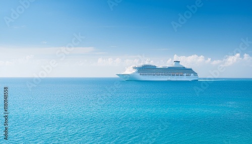 A large cruise ship sailing on the blue sea