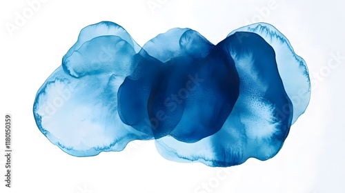 Abstract Blue Ink Wash Painting Design photo