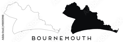 Cuadro en lienzo Bournemouth map outline and black silhouette vector