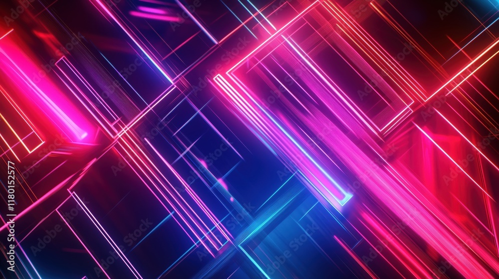 Intricate glowing lines forming an abstract geometric pattern with vibrant neon hues Intricate glowing lines forming an abstract geometric pattern with vibrant neon hues