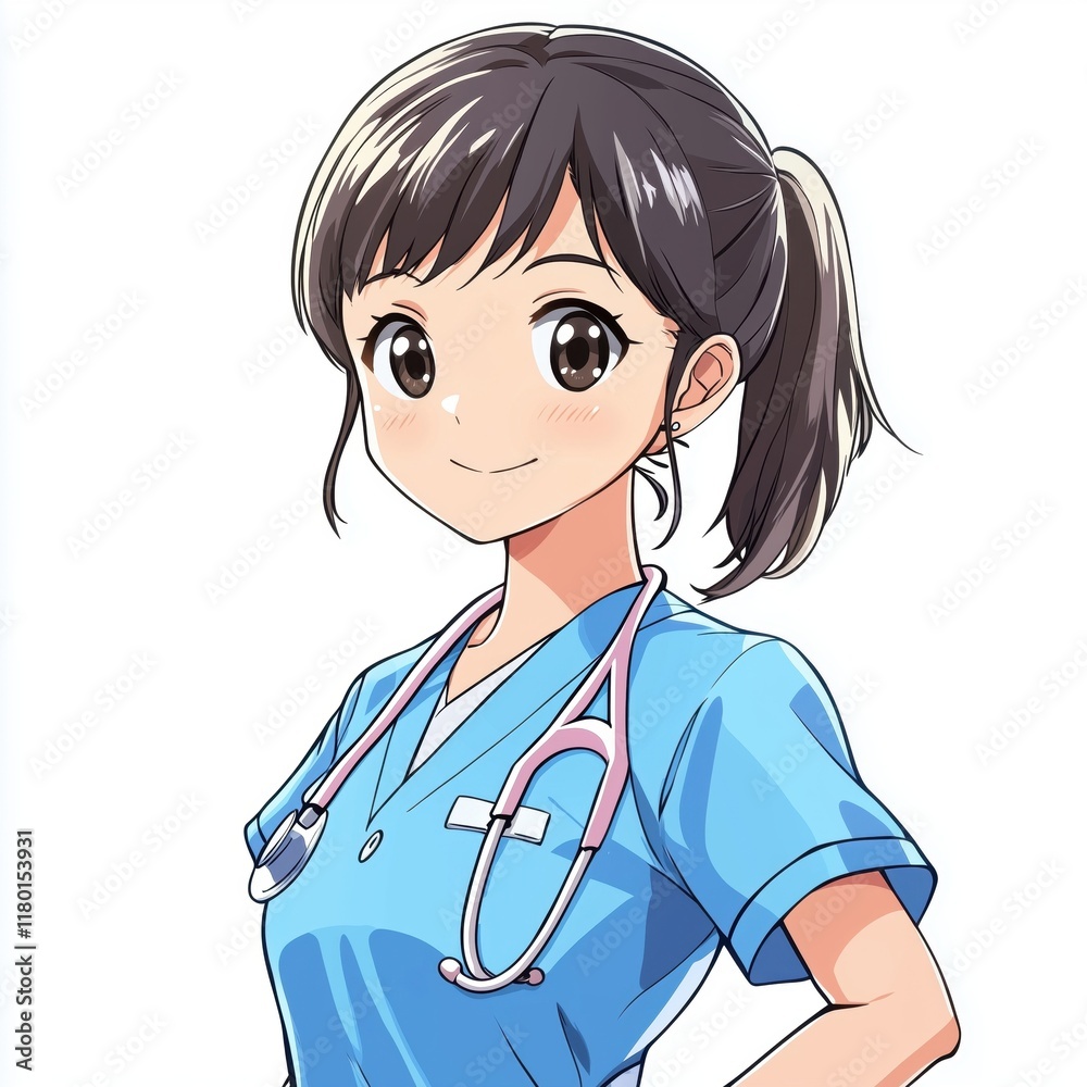 Cute cartoon nurse girl character illustration Cute cartoon nurse girl character illustration