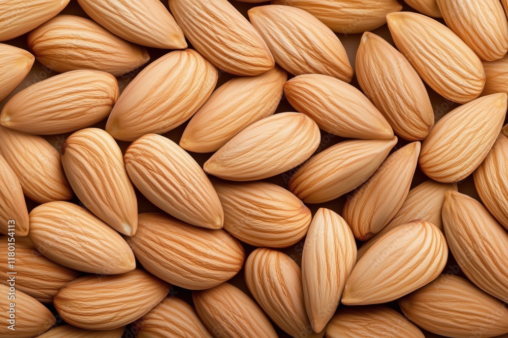 Fototapeta premium Close-up of almond texture: detailed macro photography of raw almond surface for background use
