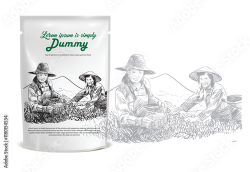 tea label design pack design, illustration vectors