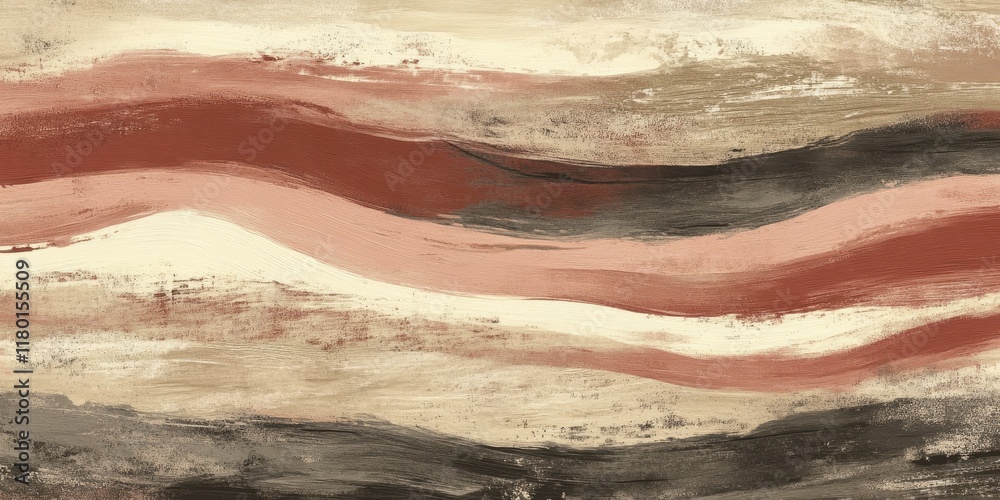 Obraz premium Abstract Wavy Landscape Painting in Earthy Tones