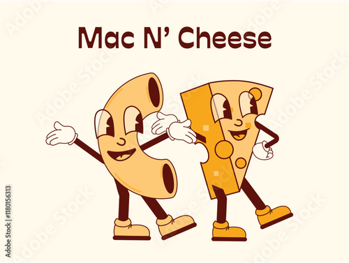 Mac N Cheese Vintage Character Design