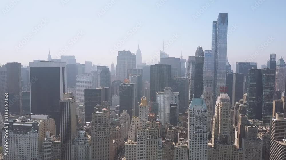 NEW YORK, USA - JANUARY 5, 2025: Stunning aerial view of Manhattan skyscrapers showcasing the iconic skyline and architectural diversity in winter NEW YORK, USA - JANUARY 5, 2025: Stunning aerial view of Manhattan skyscrapers showcasing the iconic skyline and architectural diversity in winter
