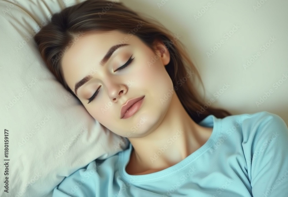 Sleeping female portrait with subtle gradient background Sleeping female portrait with subtle gradient background