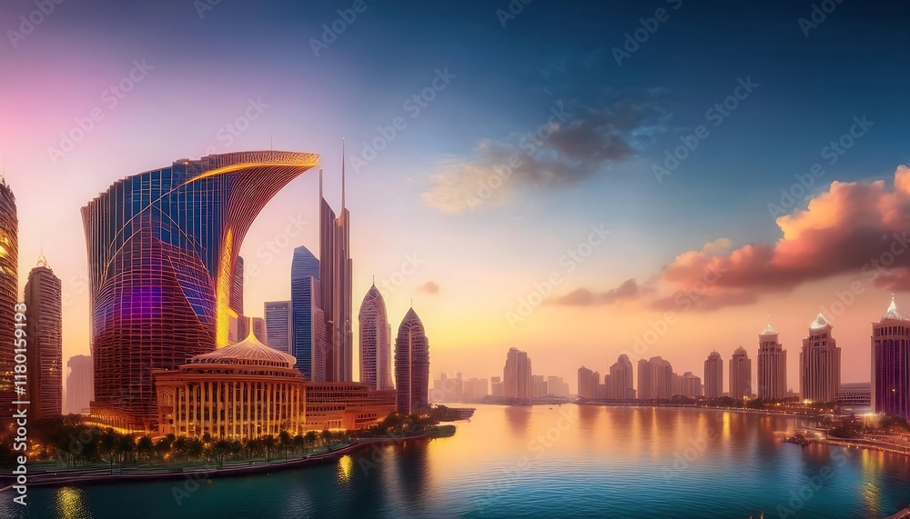 Fototapeta premium Elegant Ramadan Kareem Backgrounds with Islamic Lanterns and Crescent Moon Theme