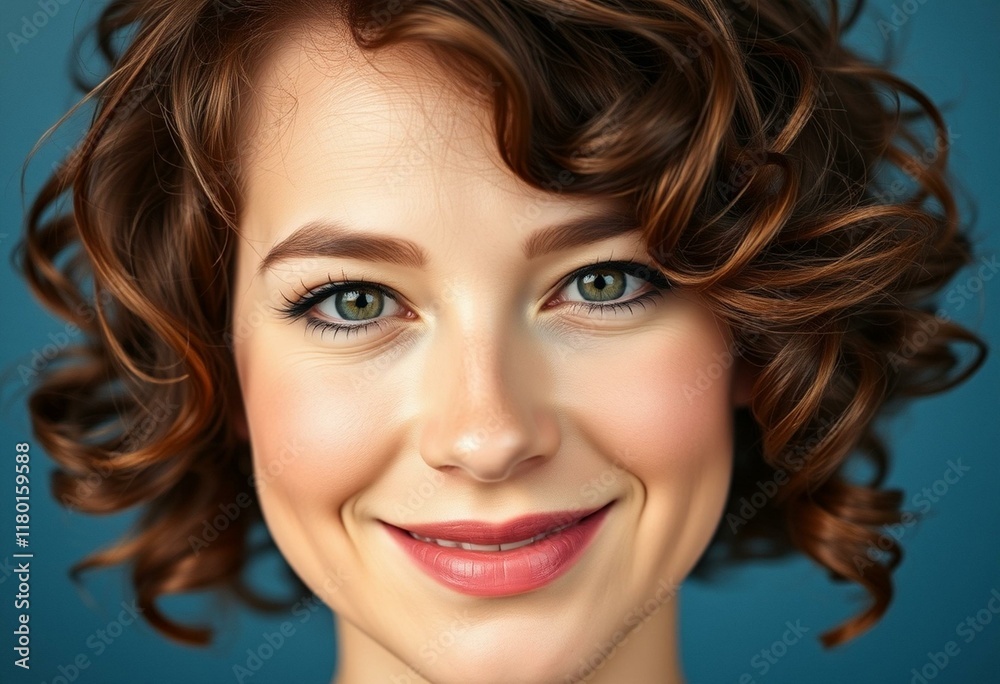 Portrait of a woman with short hair and a gentle expression Portrait of a woman with short hair and a gentle expression