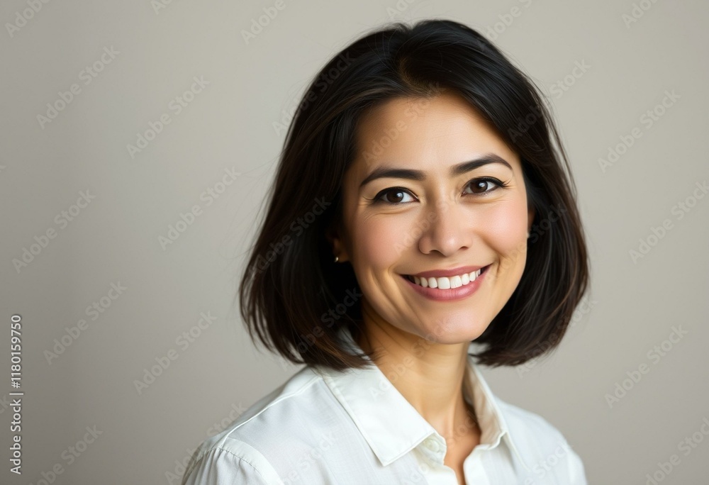 Woman with short hair and subtle expression Woman with short hair and subtle expression