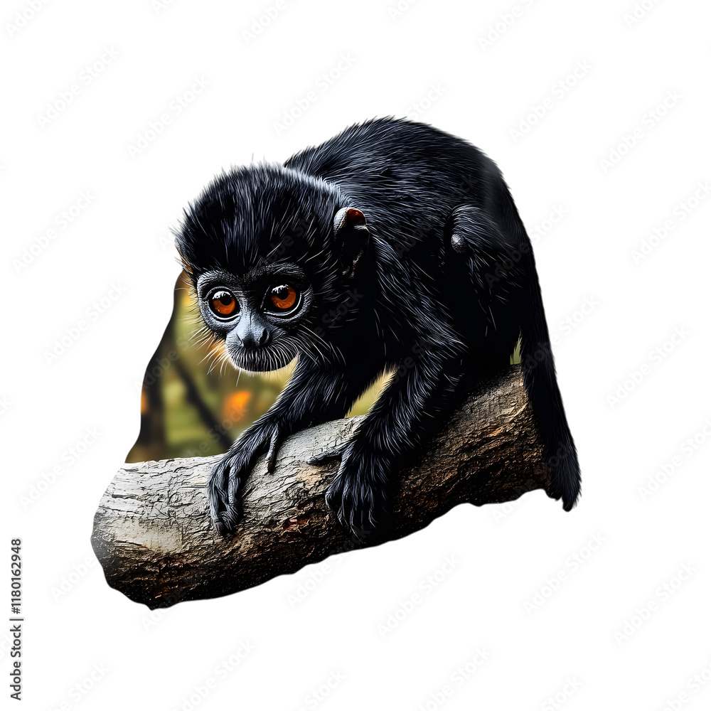 Fototapeta premium Animal, Spider Monkey, Amazon Rainforest, Nature, Art, Image, with Transparent Background PNG, for Stickers, T-Shirt Print, Cap, Mug, Flip Flops, Mousepad, Transparent PNG
