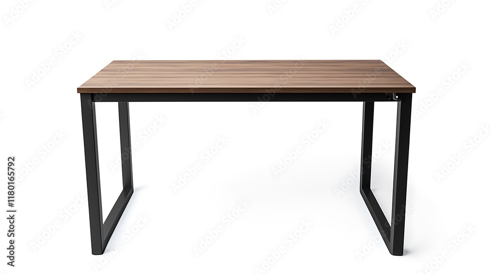A wooden table with black legs and a black top A wooden table with black legs and a black top