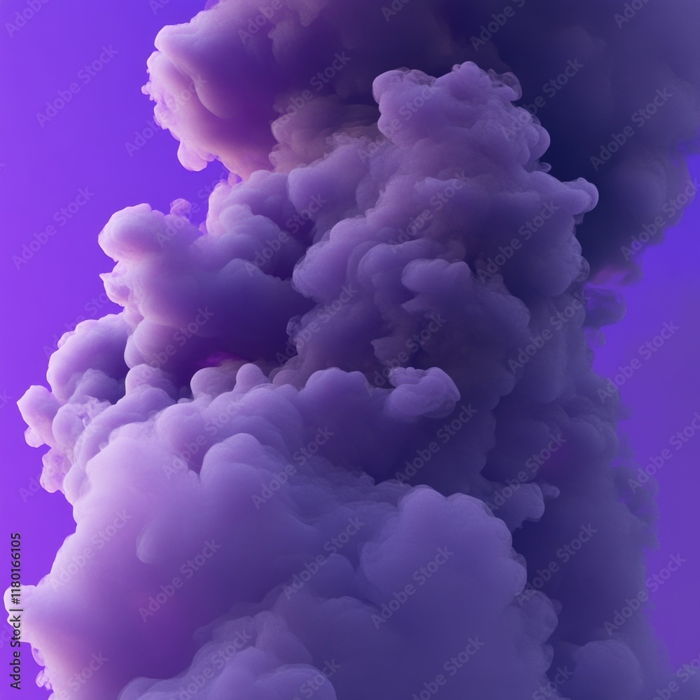Fototapeta premium A commercial airliner flies through a thick cloud of smoke, with a dramatic sky background