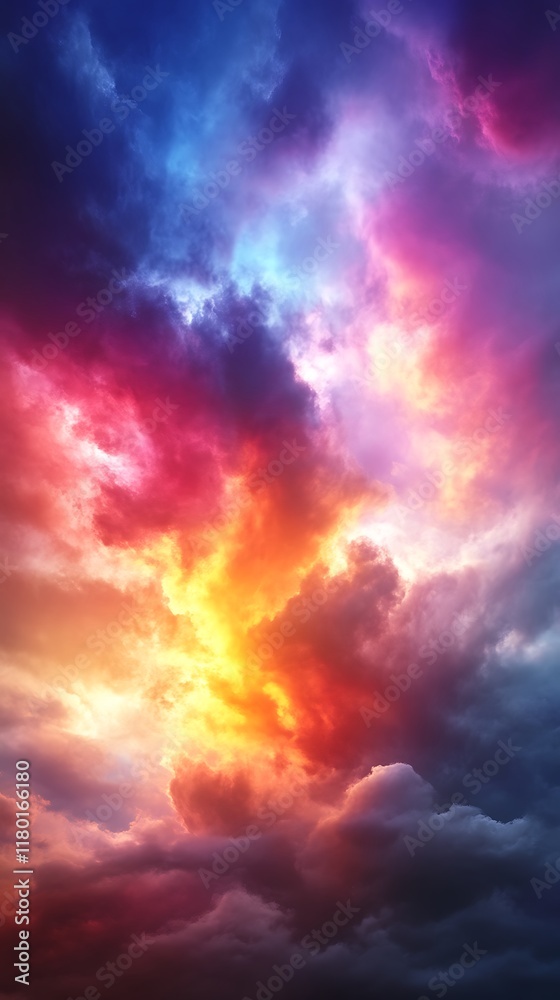 Vibrant, colorful sunset sky with dramatic clouds. Vibrant, colorful sunset sky with dramatic clouds.