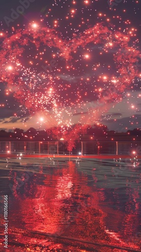Heart-Shaped Love Fireworks in the Sky, Generative AI