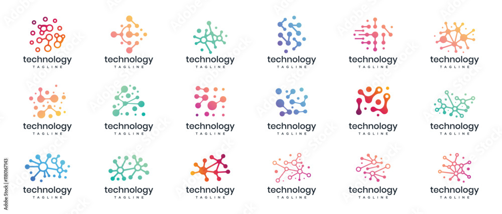 Molecule technology logo design. Technology molecule connection logo template