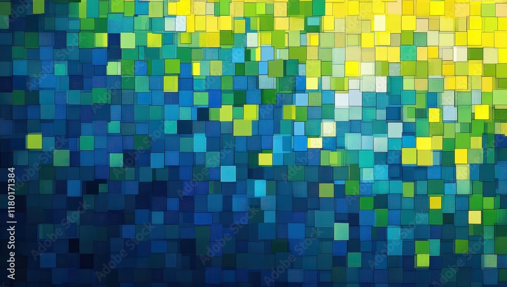Fototapeta premium a blue, yellow, and green pixelated background pattern 