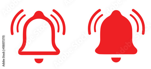 bell icon, red bell, ringing bell, notification icon, digital bell, vibrating bell, alarm bell, vector bell image"