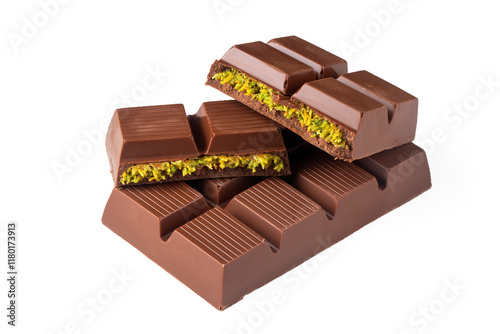 Trend chocolate; Dubai chocolate is made with pistachio paste and kadayif. photo