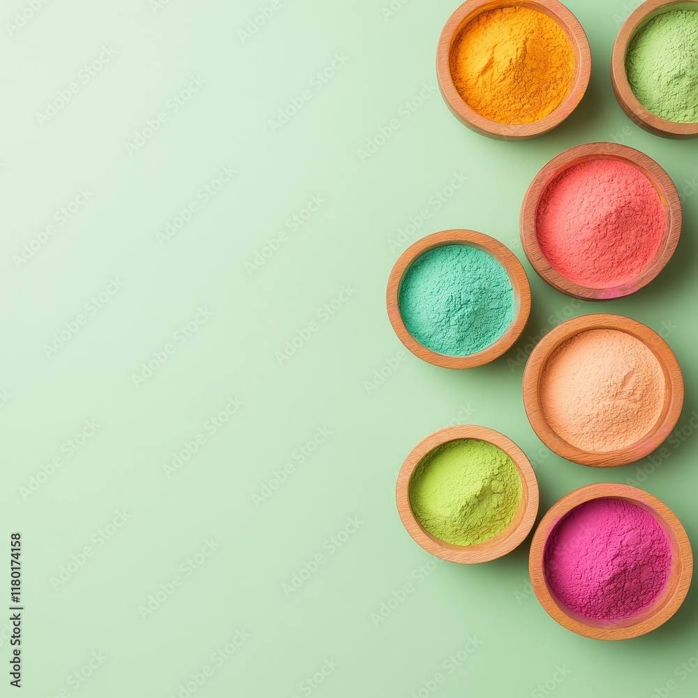Vibrant Holi Powder Display in Wooden Bowls – A Celebration of Color and Culture 25 Vibrant Holi Powder Display in Wooden Bowls – A Celebration of Color and Culture 25