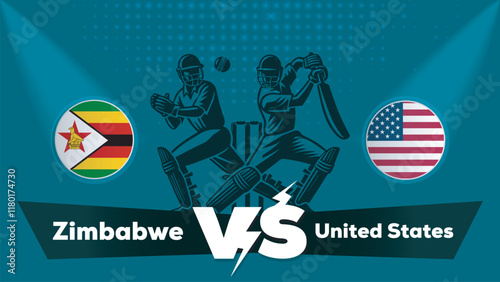 Zimbabwe VS United States , United States vs Zimbabwe cricket match , Cricket match concept with creative illustration.eps photo