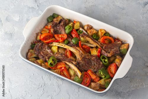 Grilled lamb chops in the o...