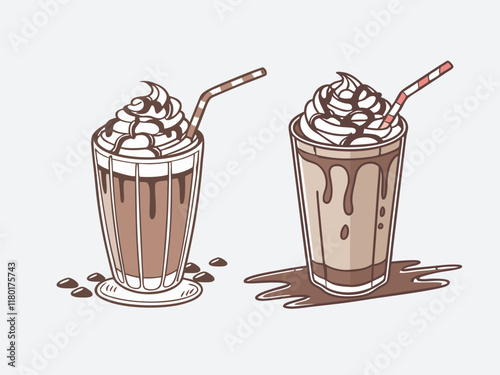 Glass of chocolate milkshake vector art