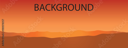 Orange background with hills. Vector