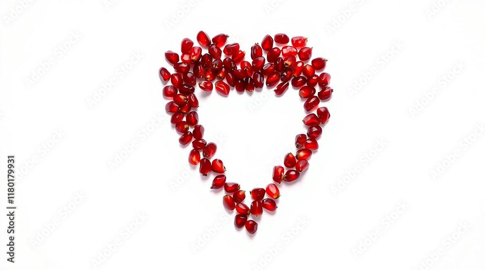 Pomegranate seeds in heart shape Pomegranate seeds in heart shape