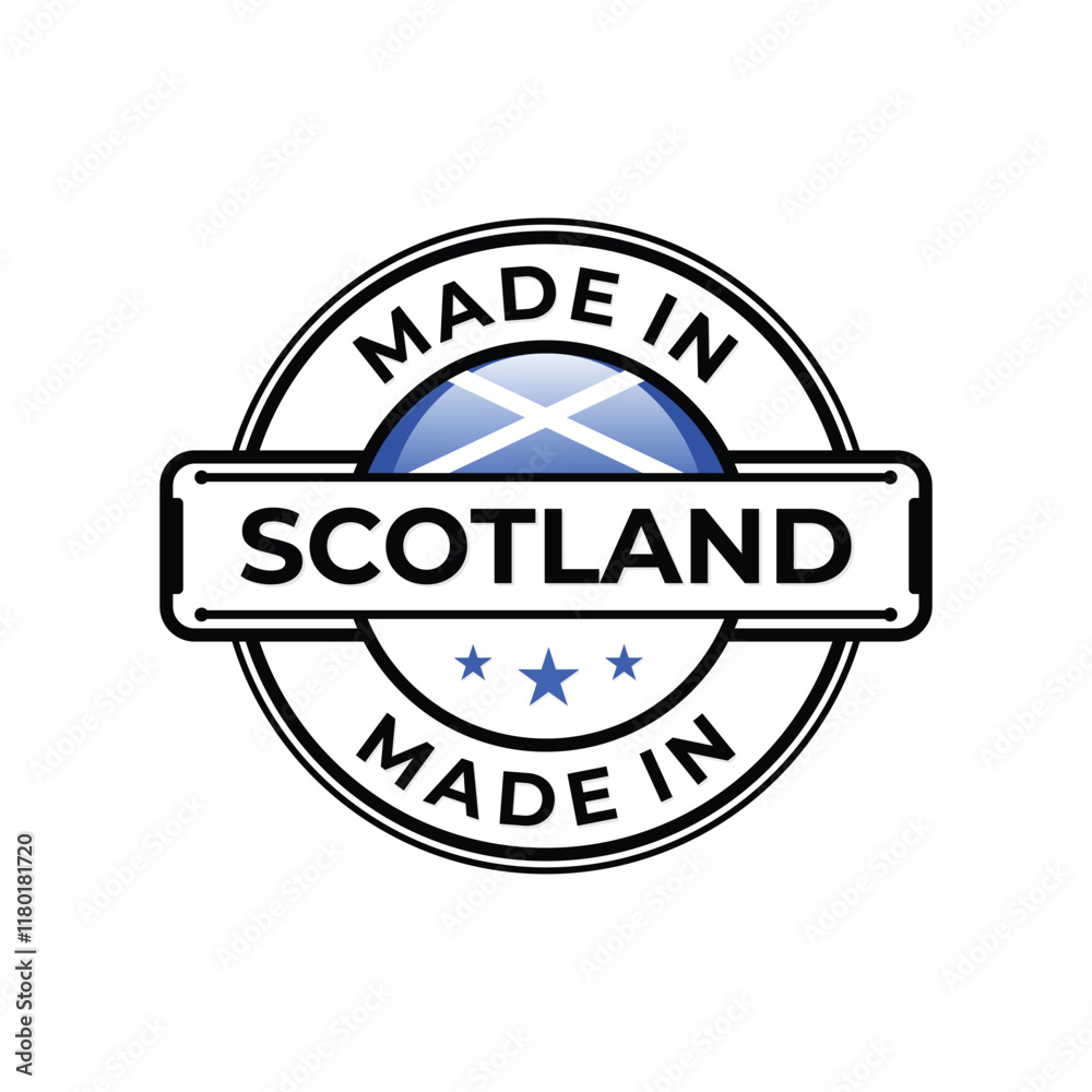 Made in Scotland label icon emblem isolated on white background Made in Scotland label icon emblem isolated on white background