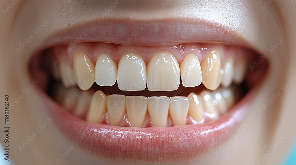Fototapeta premium Dental clinic banner, teeth before and after close-up
