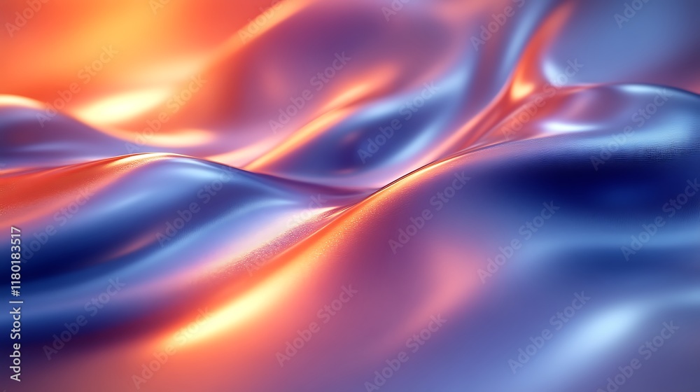 Naklejka premium Abstract blue and orange flowing fabric.