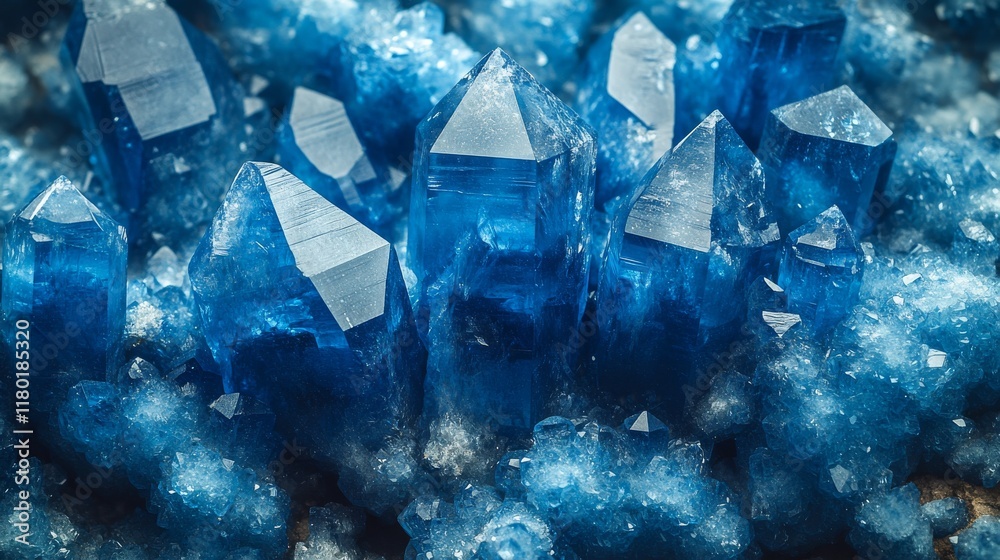 Captivating top view of vibrant blue crystals for design and decoration Captivating top view of vibrant blue crystals for design and decoration