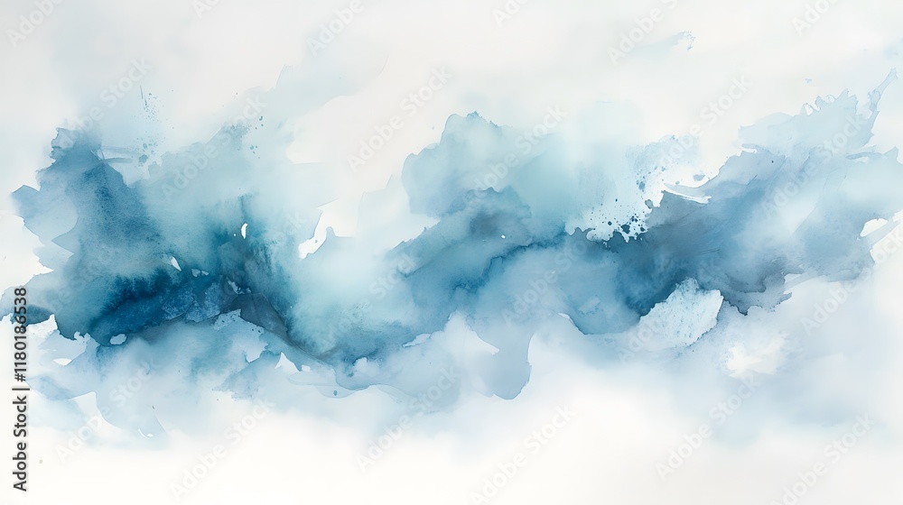 Abstract Blue Watercolor Landscape Painting Abstract Blue Watercolor Landscape Painting