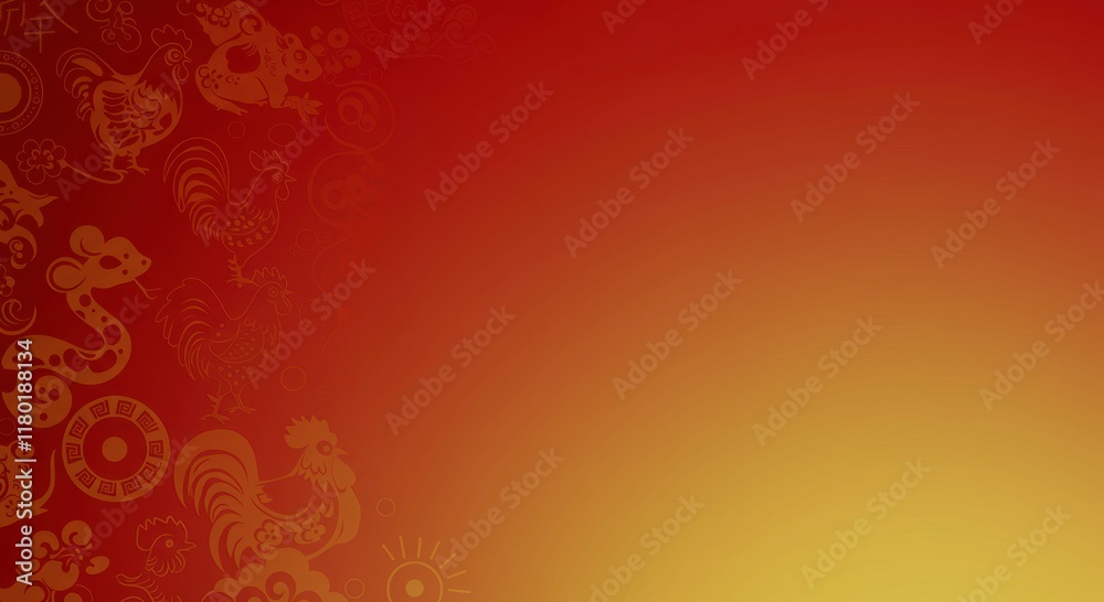 Red and Yellow Gradient with Chinese New Year Symbols Red and Yellow Gradient with Chinese New Year Symbols