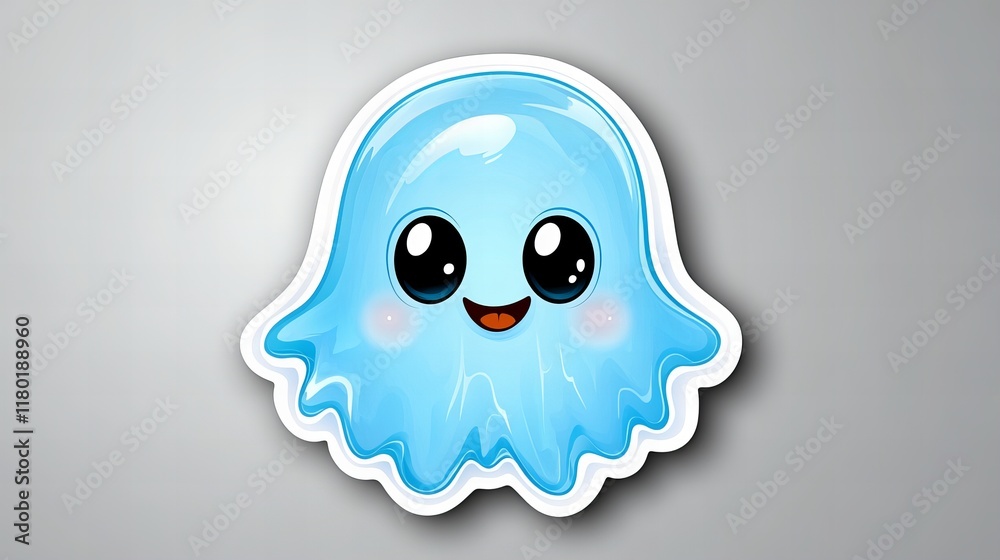 Adorable blue gooey ghost sticker. Smiling, happy, and cute! Adorable blue gooey ghost sticker. Smiling, happy, and cute!
