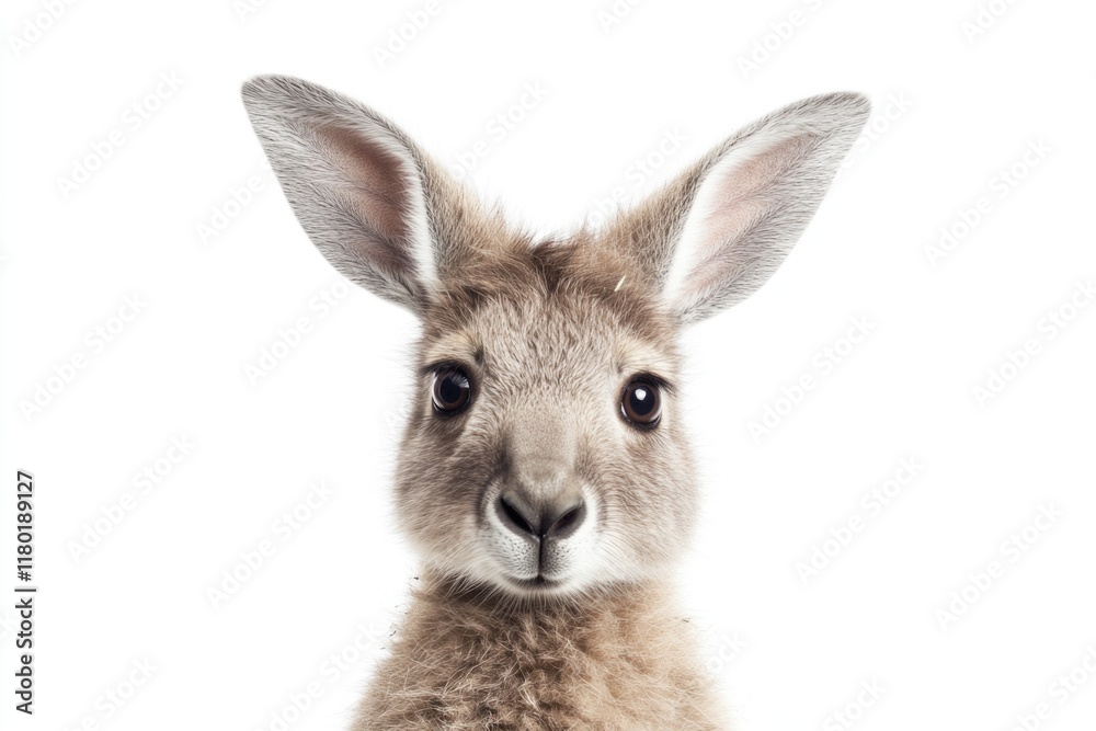 A kangaroo looking directly at the camera in a close-up shot A kangaroo looking directly at the camera in a close-up shot
